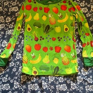 Little Sleepies Green Fruit Print Long Sleeve Tee